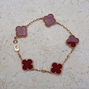 Vintage Alhambra bracelet 5 motifs Red Agate